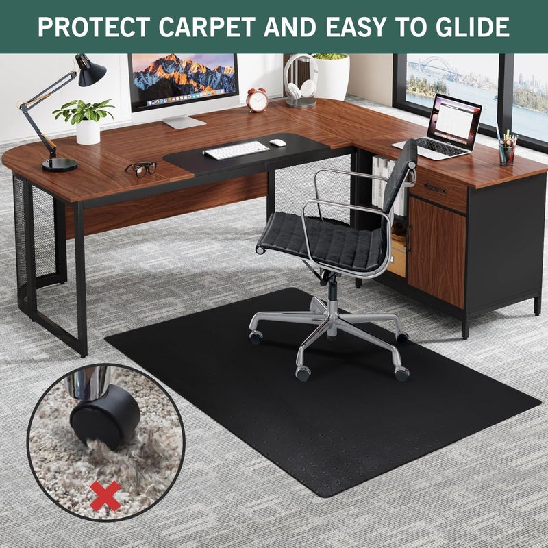 FURKIT Large Office Chair Mat for Carpet, 36"x 48" Anti-Slip Waterproof Desk Chair Mat for Rolling Chairs, Heavy Duty Vinyl Computer Floor Protector, Easy Glide Floor Mat for Work, Home Office, Gaming - Image 2